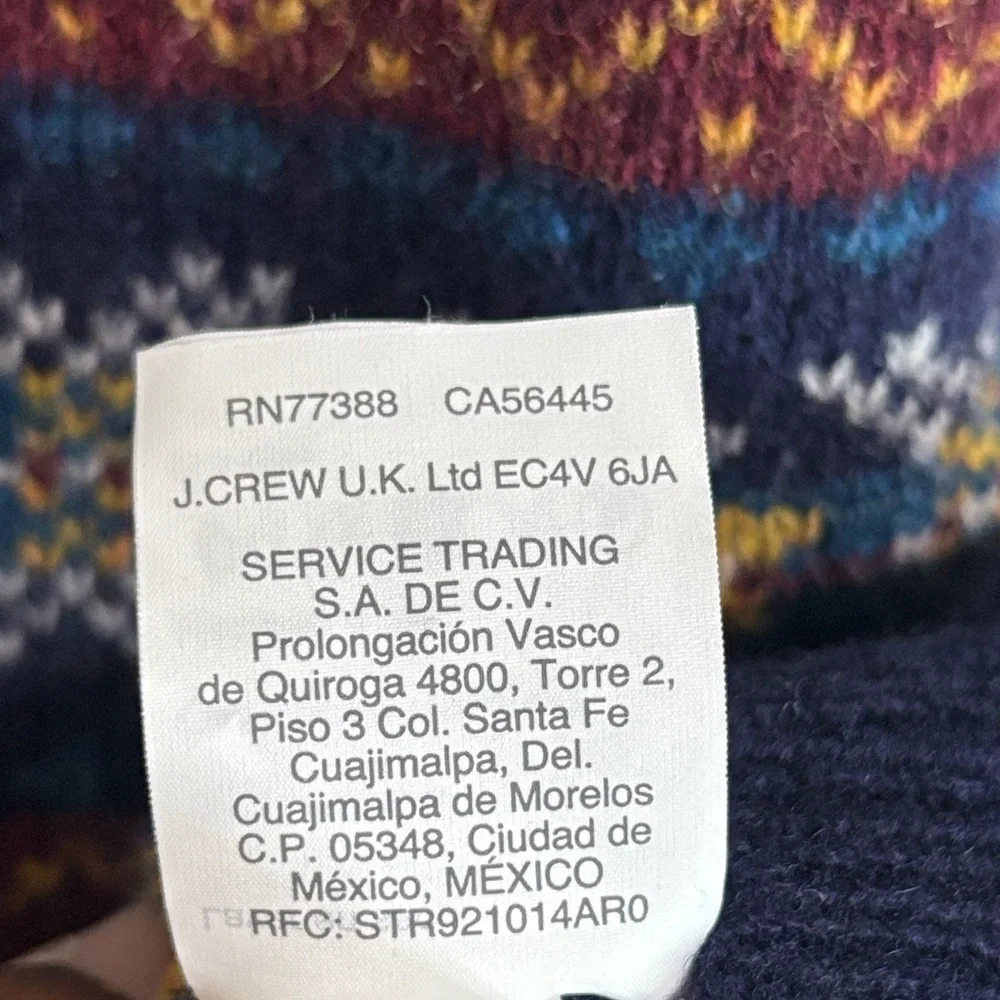 J.Crew Fair Isle Lambswool Sweater Multicolor Nordic Pattern (Size Tag Removed)
